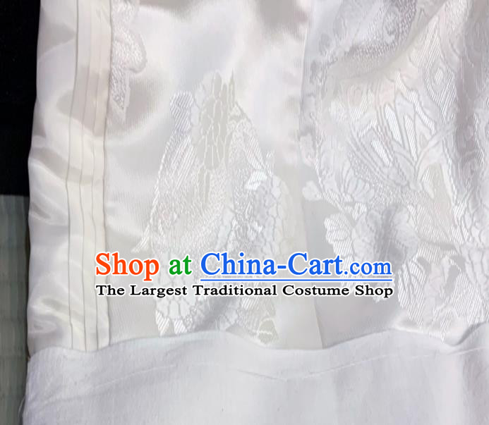 Japan Court Wedding Bride Garment Costume Traditional Geisha White Silk Yukata Dress Classical Flowers Pattern Shiromuku Kimono Clothing