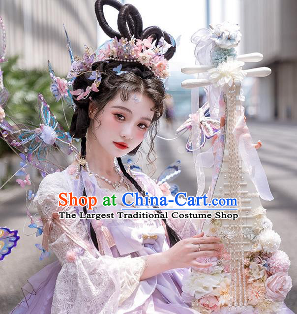 Top Handmade Bride Accessories Cosplay Princess Props Baroque Wedding Pearls Lute Stage Show Flowers Pipa