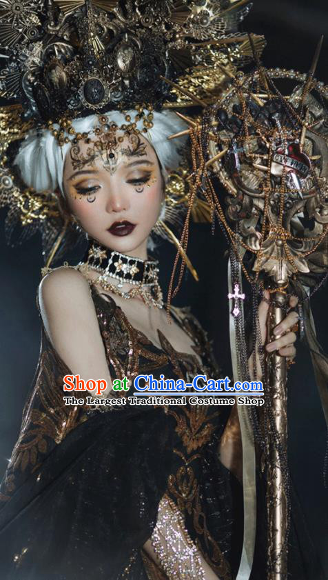 Top Stage Show Crystal Mace Handmade Queen Accessories Cosplay Goddess Props Gothic Princess Sceptre