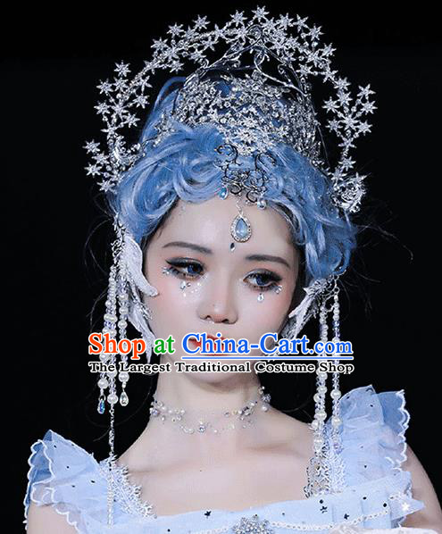 Handmade Wedding Hair Accessories Christmas Performance Royal Crown Cosplay Goddess Headdress Bride Princess Hair Clasp