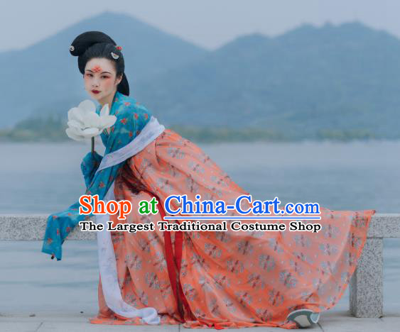 China Traditional Palace Beauty Historical Clothing Tang Dynasty Imperial Consort Hanfu Dress Ancient Court Woman Garment Costumes
