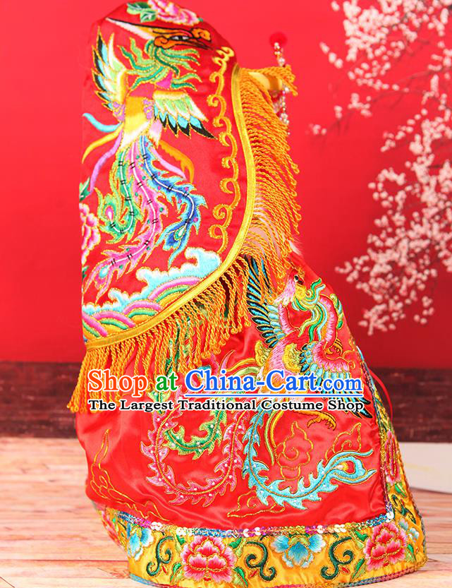 Handmade China Traditional Opera Empress Embroidered Red Hat Ancient Goddess Headdress Beijing Opera Queen Headwear