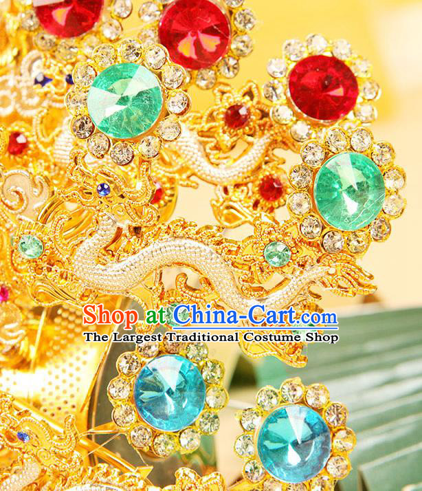 Chinese Peking Opera God Statue Hair Accessories Beijing Opera Prince Golden Hair Crown Handmade Opera Great Sage Equalling Heaven Headdress