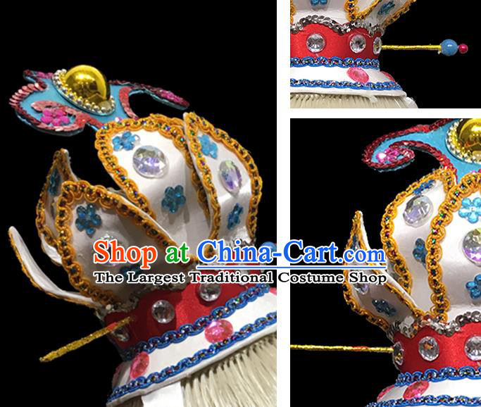 Chinese Beijing Opera Lotus Hair Crown and Hairpin Handmade Opera Swordsman Headpieces Ancient Taoist Hair Accessories