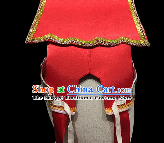 Chinese Beijing Opera Taoist Priest Red Hat Handmade Opera Hero Gongsun Sheng Headdress Ancient Scholar Headwear