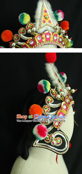 Chinese Ancient Soldier Hat Handmade Chaozhou Opera Warrior Headdress Beijing Opera Wusheng Helmet Headwear
