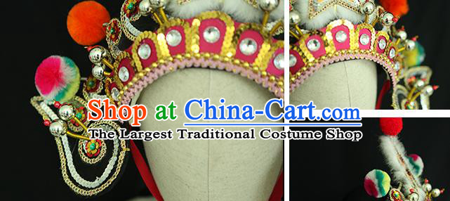 Chinese Ancient Soldier Hat Handmade Chaozhou Opera Warrior Headdress Beijing Opera Wusheng Helmet Headwear
