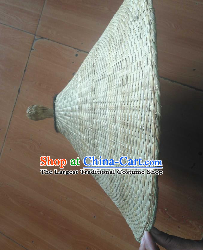 China Handmade Straw Plaited Rain Hat Yi Minority Country Woman Headdress Liangshan Ethnic Group Village Female Headwear