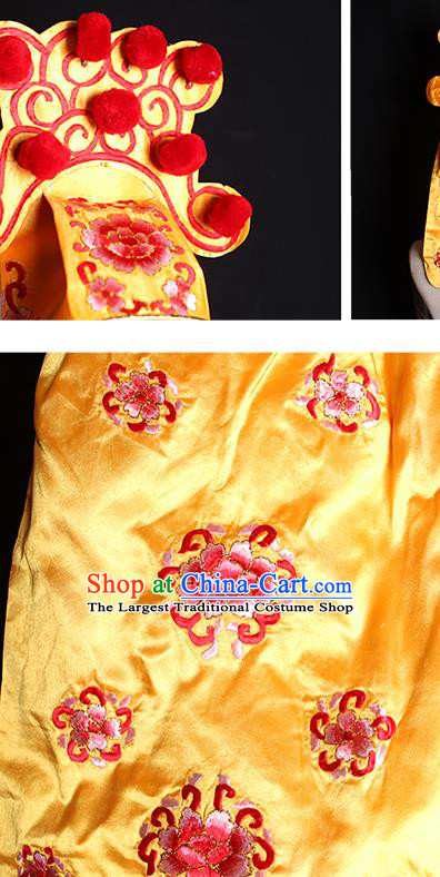 Chinese Beijing Opera Scholar Embroidered Yellow Hat Ancient Young Male Headdress Handmade Chaozhou Opera Swordsman Headwear