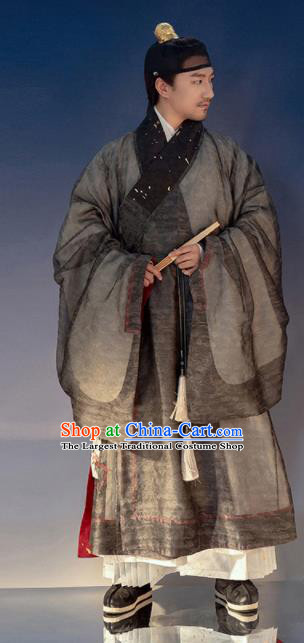 China Ming Dynasty Priest Frock Traditional Hanfu Robe Garments Ancient Swordsman Historical Clothing Complete Set