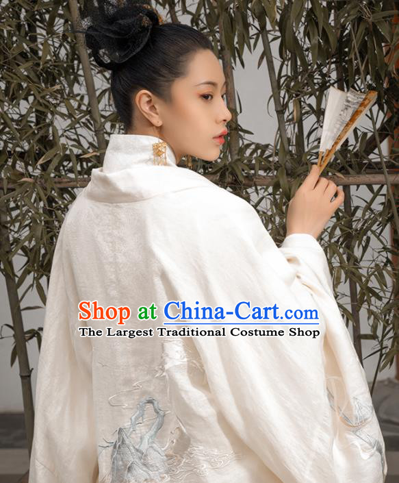 China Traditional Historical Garment Costumes Ancient Swordsman Hanfu Clothing Song Dynasty Young Childe White Uniforms