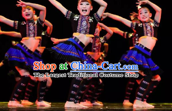 China Fan Dance Costumes Yangko Dance Outfits Children Dance Fashions Folk Dance Uniforms