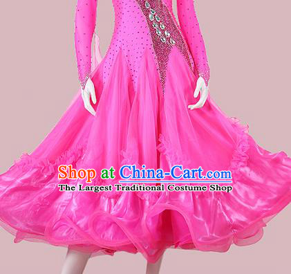 Professional International Dance Fashion Modern Dance Competition Clothing Woman Waltz Performance Garment Costume Ballroom Dance Rosy Dress