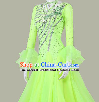 Professional Ballroom Dance Green Dress International Dance Fashion Modern Dance Competition Clothing Woman Waltz Performance Garment Costume