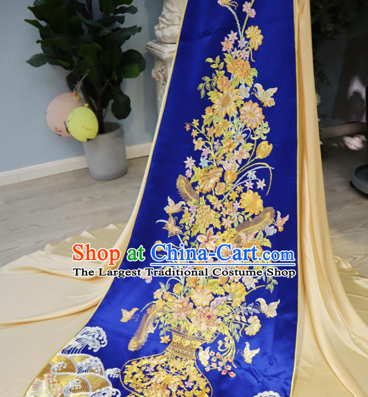 Chinese Traditional Embroidered Trailing Hanfu Dress Wedding Toasting Clothing Ancient Bride Garment Costumes Classical Champagne Xiuhe Suits