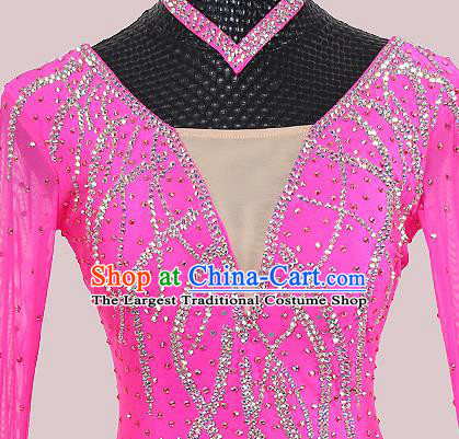 Custom Ballroom Dancing Clothing Waltz Competition Fashion Modern Dance Rosy Dress International Dance Garment