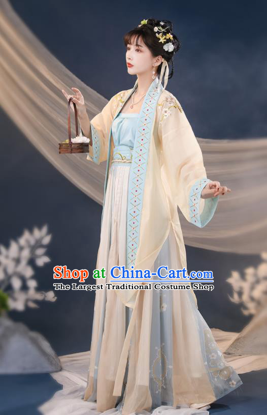 China Traditional Garment Costumes Ancient Young Lady Hanfu Dress Song Dynasty Female Historical Clothing