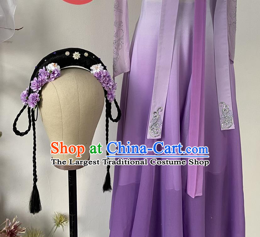 Chinese Stage Performance Purple Dress Outfits Woman Umbrella Dance Clothing Classical Dance Garment Costumes