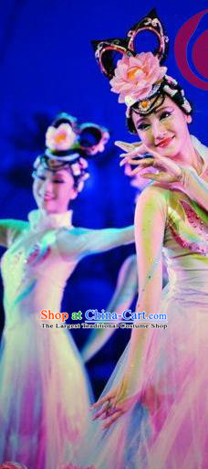 Top China Classical Dance Stage Performance Hair Crown Women Group Dance Hair Accessories Opening Lotus Dance Headdress