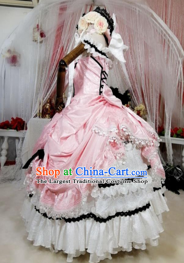 Custom Cosplay Princess Pink Dress Halloween Garment Costume European Court Woman Clothing