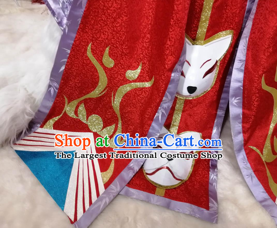 Custom Cosplay Onmyoji Red Dress Halloween Garment Costume Japanese King Kimono Clothing