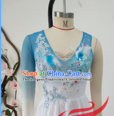 Chinese Classical Dance Garment Costumes Woman Stage Performance Blue Dress Outfits Spring Festival Gala Egret Dance Clothing