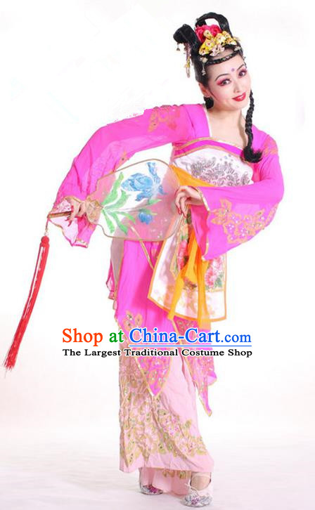 Chinese Stage Performance Rosy Outfits Fairy Fan Dance Clothing Classical Dance Garment Costumes