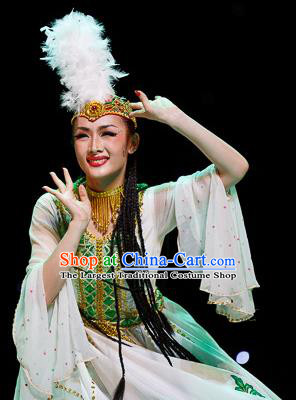 Top China Xinjiang Minority Female Feather Hat Ethnic Stage Performance Headwear Uyghur Nationality Folk Dance Hair Accessories