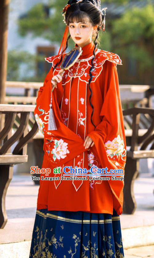 China Traditional Wedding Historical Clothing Ming Dynasty Bride Red Hanfu Dress Ancient Nobility Lady Garment Costumes Complete Set