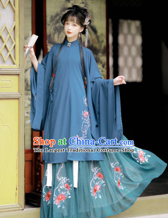 China Ancient Young Beauty Garment Costumes Traditional Ming Dynasty Noble Woman Hanfu Dress Historical Clothing
