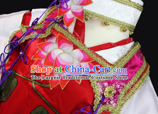 Chinese Ancient Swordswoman Garment Costumes Traditional Cosplay Female Knight Red Dress Fairy Princess Clothing