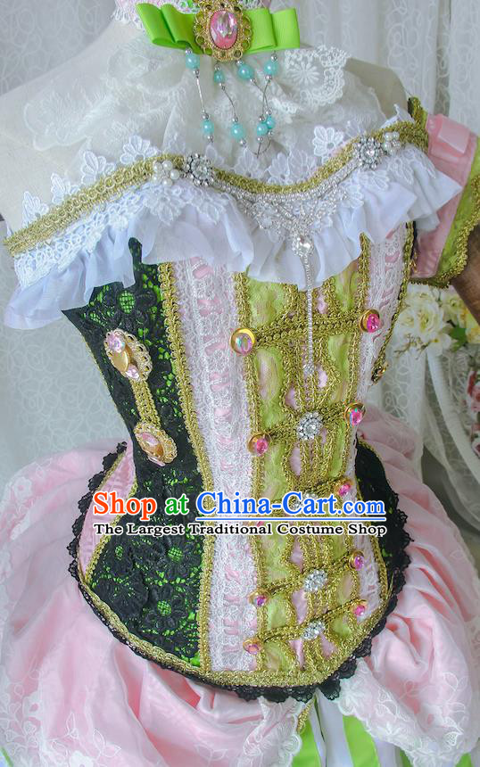 Custom Baroque Court Princess Clothing Cosplay Young Lady Lace Short Dress Halloween Fancy Ball Garment Costume