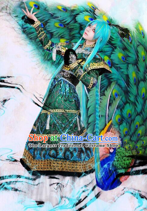 China Ancient Swordsman Garment Costumes Traditional Cosplay Royal Highness Hanfu Clothing Young Knight Green Outfits