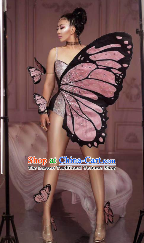 Top Catwalks Props Stage Show Pink Butterfly Wings Halloween Performance Accessories