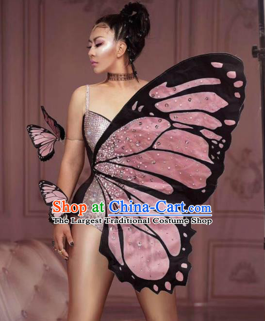 Top Catwalks Props Stage Show Pink Butterfly Wings Halloween Performance Accessories
