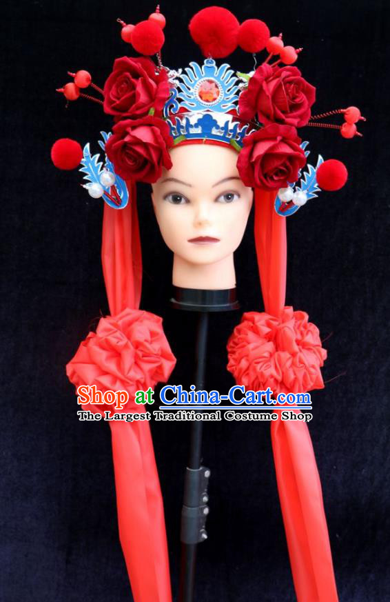 China Opera Actress Dance Hat Beijing Opera Swordswoman Headdress Ancient Female General Helmet