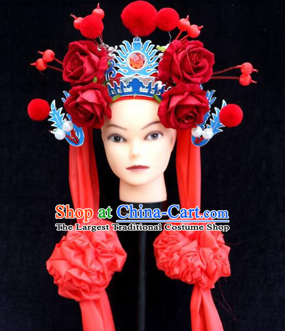 China Opera Actress Dance Hat Beijing Opera Swordswoman Headdress Ancient Female General Helmet