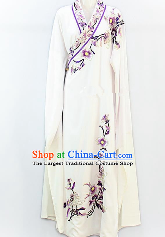 China Beijing Opera Niche Garment Huangmei Opera Scholar Embroidered White Robe Peking Opera Xiaosheng Clothing