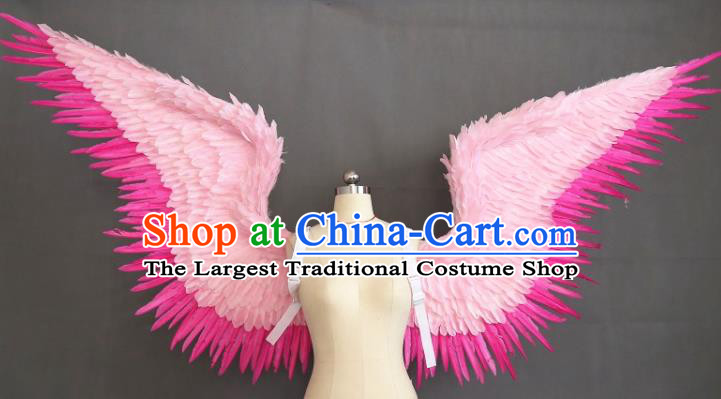 Custom Brazil Parade Props Halloween Cosplay Deluxe Pink Feather Angel Wings Stage Show Decorations Carnival Catwalks Back Accessories