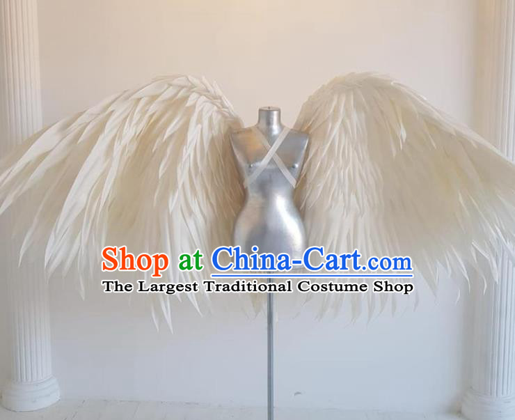 Custom Brazil Catwalks Props Cosplay Deluxe White Feather Wings Halloween Stage Show Decorations Carnival Parade Angel Back Accessories