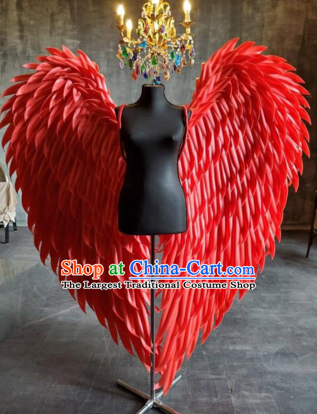 Custom Carnival Parade Angel Back Accessories Brazil Catwalks Props Cosplay Deluxe Red Feather Wings Halloween Stage Show Decorations