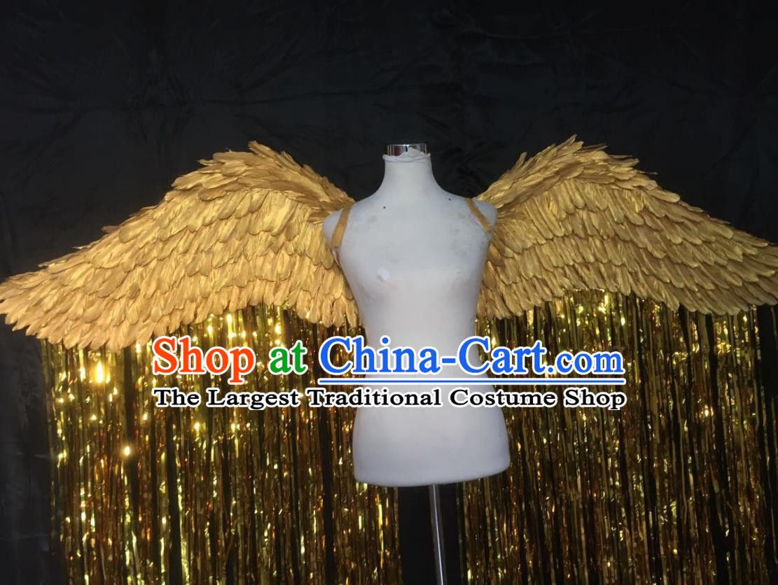 Custom Stage Show Decorations Carnival Catwalks Golden Tassel Back Accessories Brazil Parade Props Halloween Cosplay Angel Wings