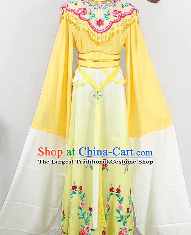 Chinese Peking Opera Diva Clothing Ancient Noble Lady Garment Costumes Traditional Fujian Opera Princess Yellow Dress Outfits