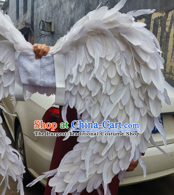 Custom Cosplay Angel Deluxe White Feather Wings Halloween Show Decorations Carnival Parade Back Accessories Miami Catwalks Props Headdress