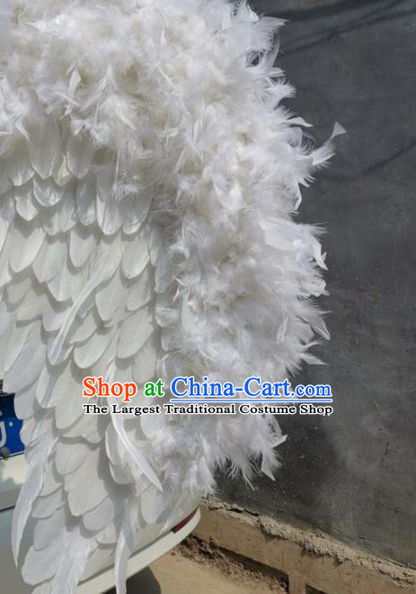 Custom Miami Catwalks Props Headdress Cosplay Angel Deluxe White Feather Wings Halloween Show Decorations Carnival Parade Back Accessories