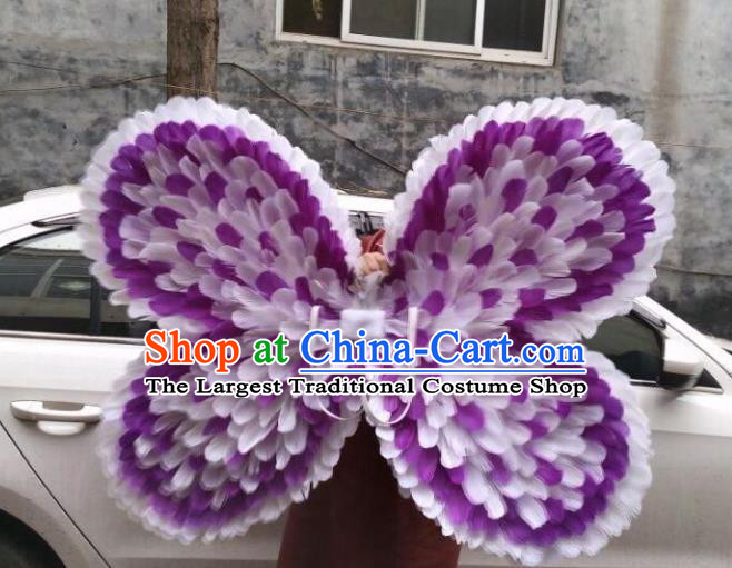 Custom Halloween Performance Props Headdress Carnival Parade Accessories Miami Catwalks Back Decorations Cosplay Angel Purple Feather Butterfly Wings