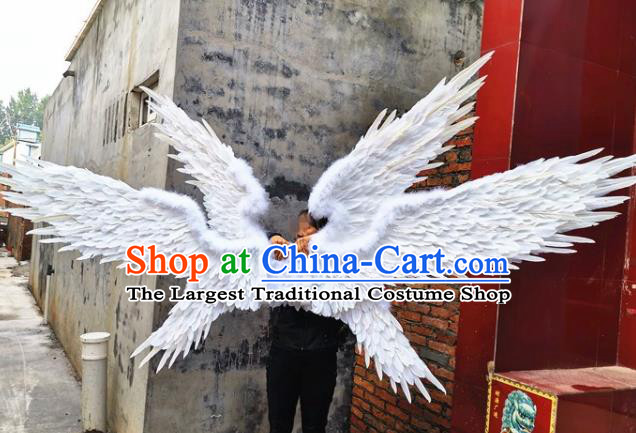 Custom Halloween Performance Props Headdress Carnival Parade Accessories Miami Angel Catwalks Back Decorations Cosplay Fairy Deluxe White Feathers Wings