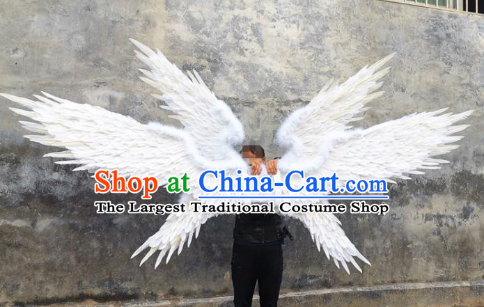 Custom Halloween Performance Props Headdress Carnival Parade Accessories Miami Angel Catwalks Back Decorations Cosplay Fairy Deluxe White Feathers Wings