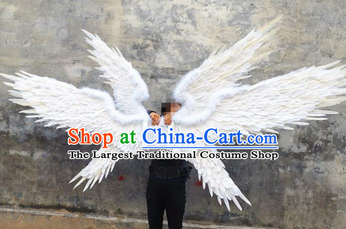 Custom Halloween Performance Props Headdress Carnival Parade Accessories Miami Angel Catwalks Back Decorations Cosplay Fairy Deluxe White Feathers Wings
