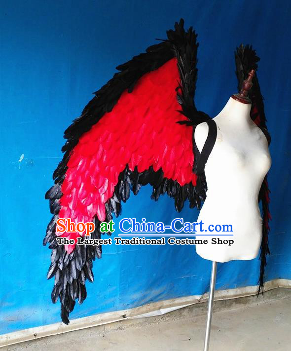 Custom Christmas Performance Props Carnival Parade Feather Accessories Miami Catwalks Back Decorations Cosplay Demon Red Feathers Wings